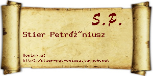 Stier Petróniusz névjegykártya